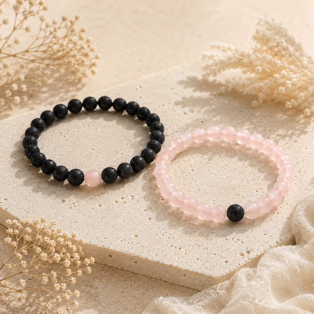 ASINA Couple Armband rosé / black